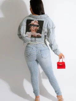 Long Sleeves Lapel Denim Jacket