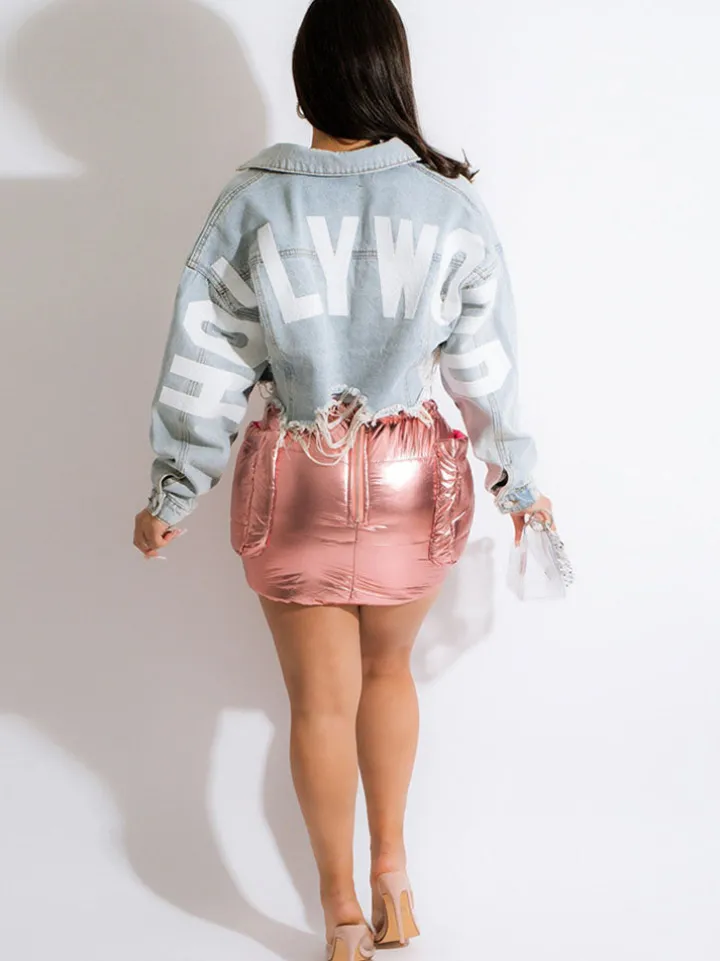 Long Sleeves Lapel Denim Jacket