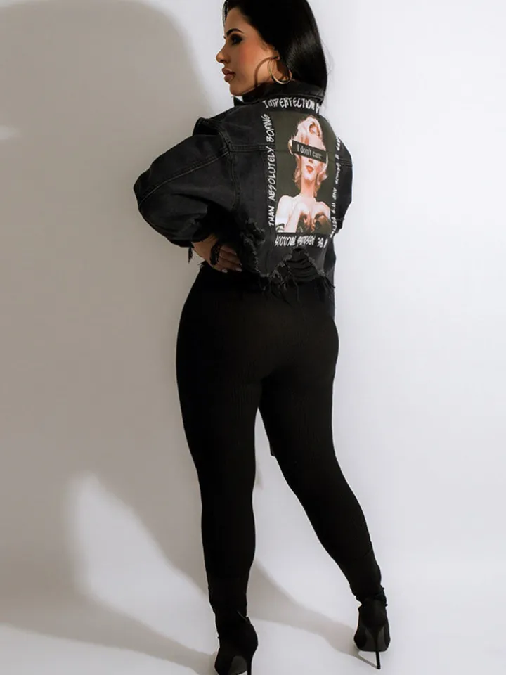 Long Sleeves Lapel Denim Jacket