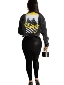 Long Sleeves Lapel Denim Jacket