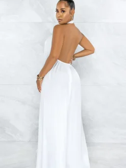 Loose Fit Halter Backless Wide Leg Jumpsuit