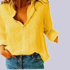 Loose Fit Long Sleeve Linen Shirt