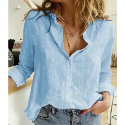 Loose Fit Long Sleeve Linen Shirt