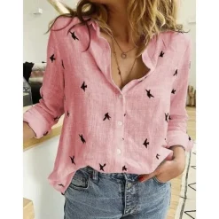 Loose Fit Long Sleeve Linen Shirt