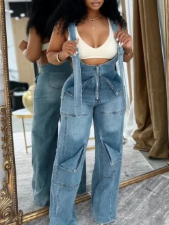 Loose Fit Overalls Denim Jumpsuit
