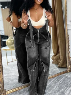Loose Fit Overalls Denim Jumpsuit