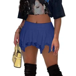 Low Waist Flowy Pleated Mini Skirts