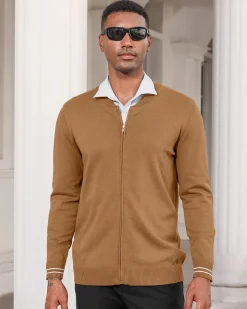 Mens Casual Stand Collar Full-Zip Jacket