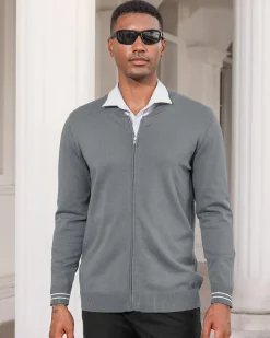 Mens Casual Stand Collar Full-Zip Jacket