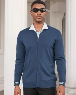 Mens Casual Stand Collar Full-Zip Jacket