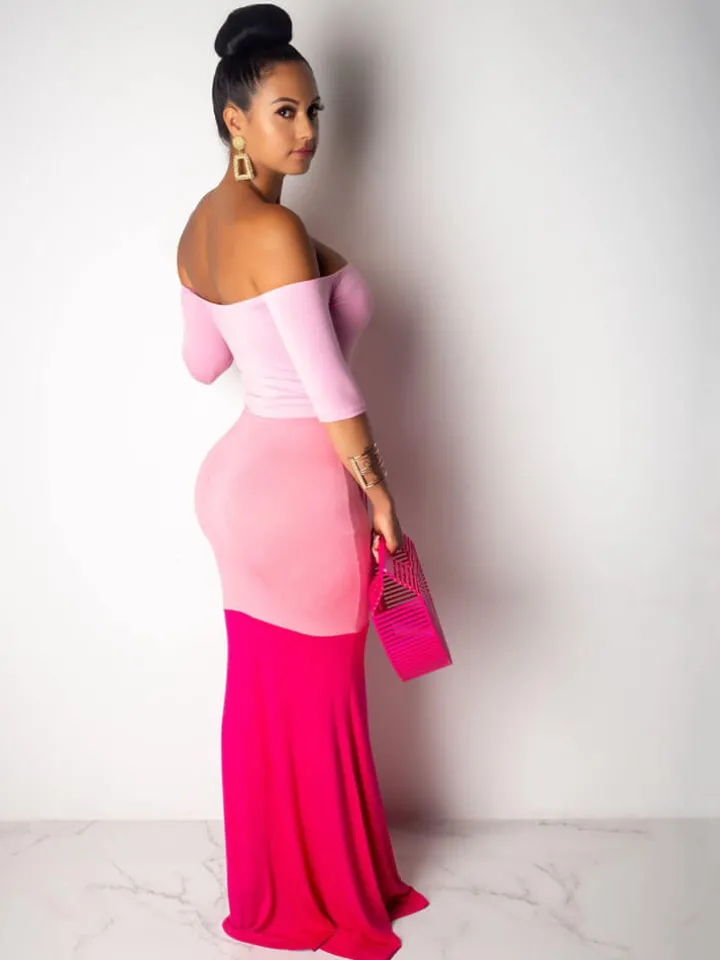 Mermaid Color Block Maxi Dress