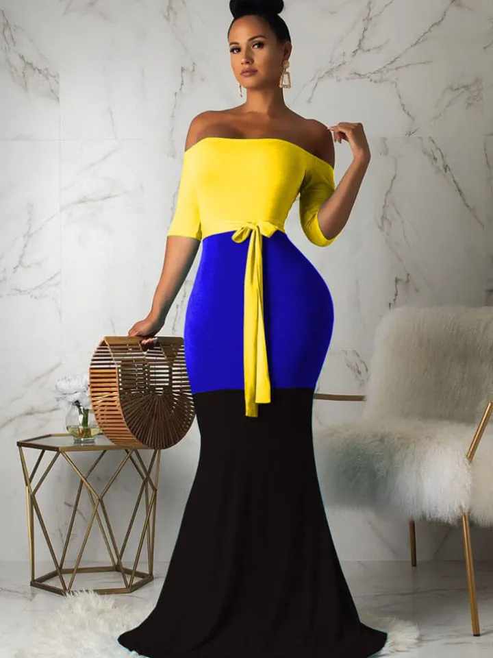 Mermaid Color Block Maxi Dress