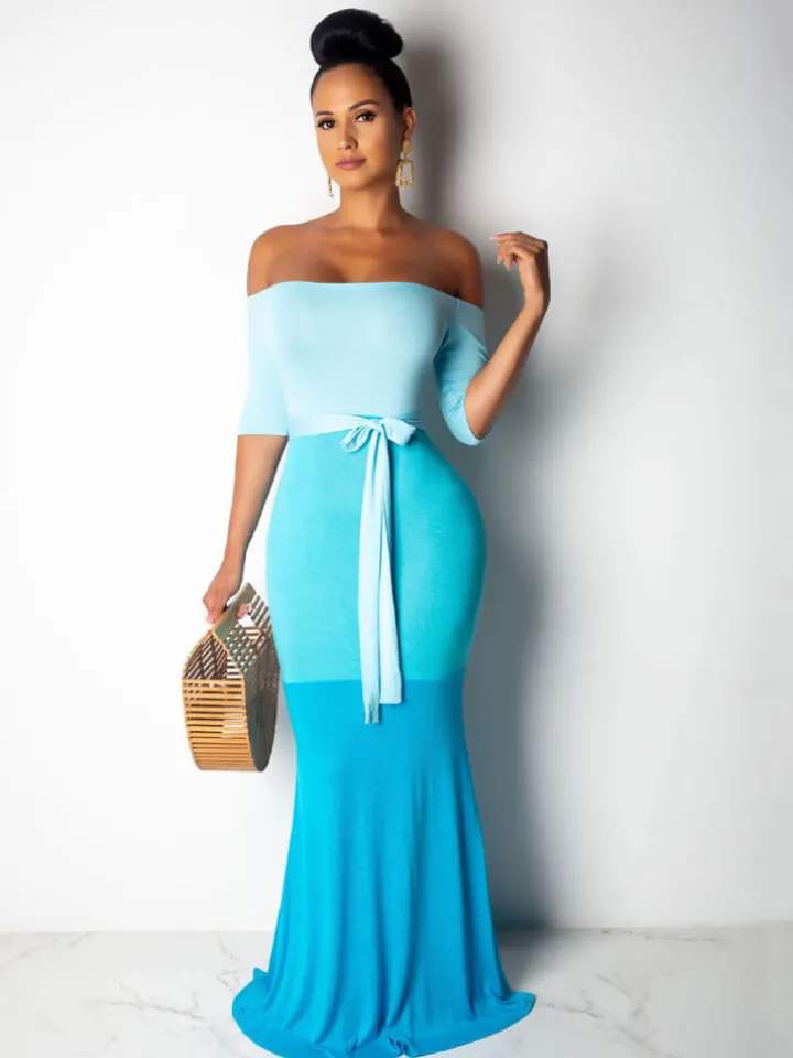 Mermaid Color Block Maxi Dress