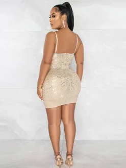 Mesh and Rhinestone Splice Halter Mini Dress