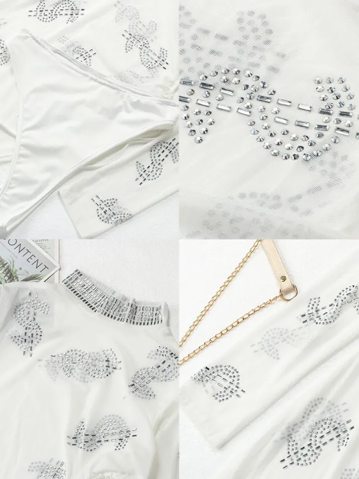 Mesh Long Sleeve High Split Midi Dress