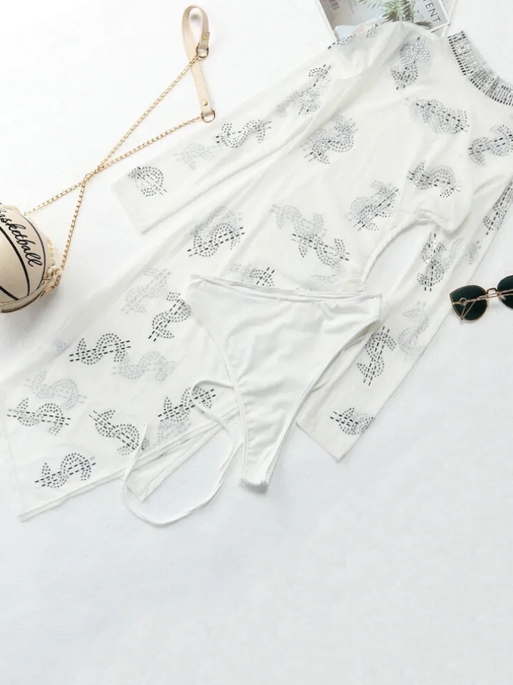 Mesh Long Sleeve High Split Midi Dress