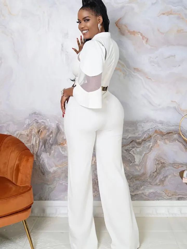 Mesh Patchwork Half Sleeve Bodycon Jumpsuit