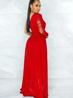 Mesh Patchwork One Shoulder Long Sleeve Jumpsuit