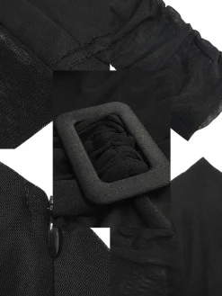 Mesh Patchwork One Shoulder Long Sleeve Jumpsuit