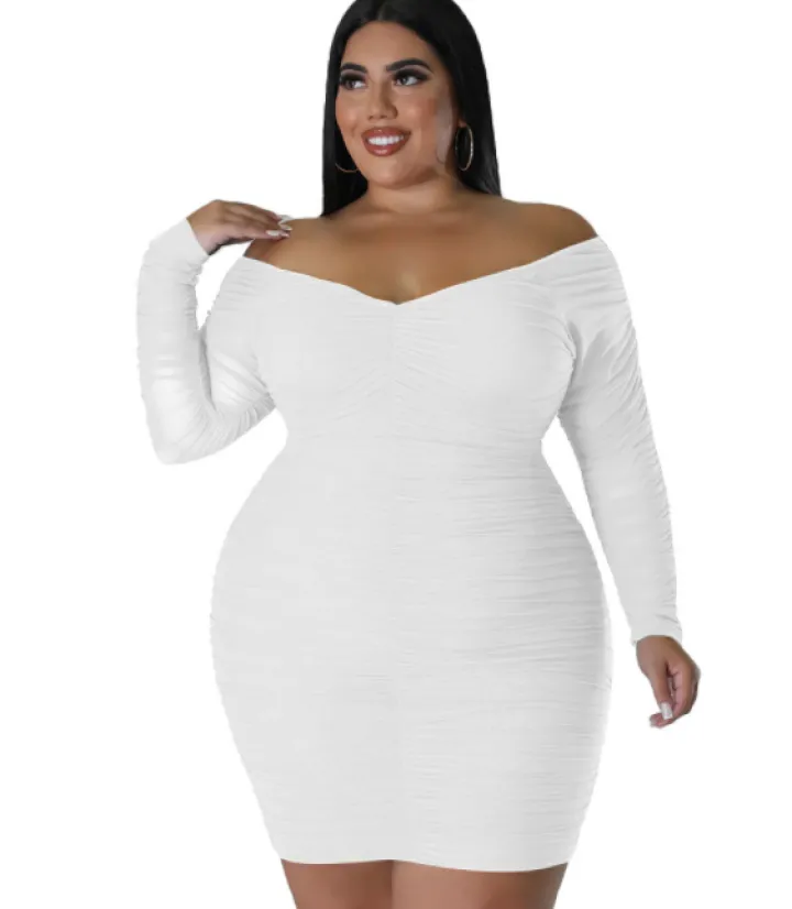 Mesh Patchwork Ruched Plus Size Mini Dress