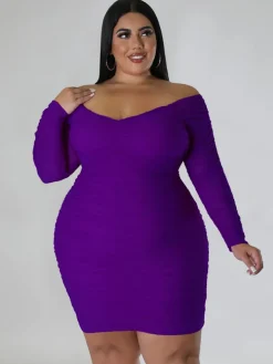 Mesh Patchwork Ruched Plus Size Mini Dress