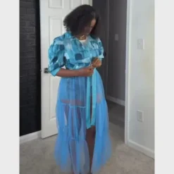 Mesh Patchwork Shirt Dress