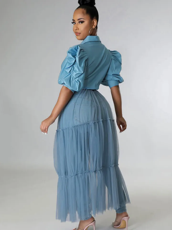 Mesh Patchwork Short Sleeve V Neck Top