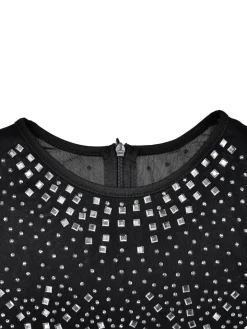 Mesh Rhinestone Sleeveless Maxi Dress