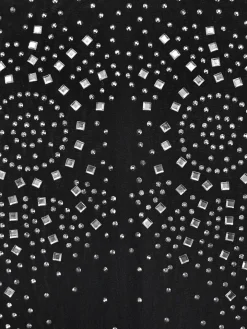 Mesh Rhinestone Sleeveless Maxi Dress