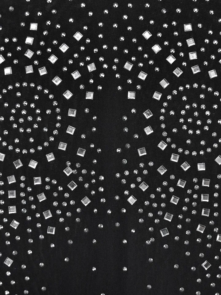 Mesh Rhinestone Sleeveless Maxi Dress