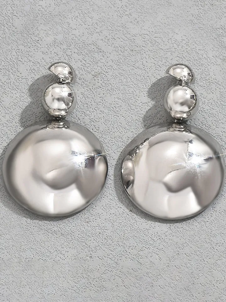 Metal Beaded Necklace Earrings Jewelry Set