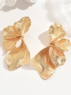 Metal Floral Petal Earrings