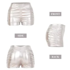 Metallic High Waisted Ruched Shorts