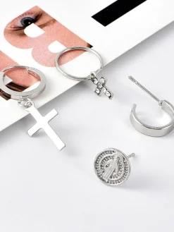 Minimalist Cross Earrings Set