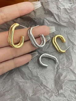 Minimalist Double Layer Geometric Earrings