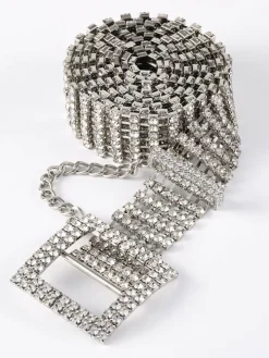Minimalist Rhinestone Glitter Waist Belts