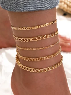 Minimalist Vintage Snake Chain Ankle Bracelet Set