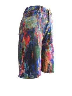 Multicolor Artistic Pocket Denim Shorts