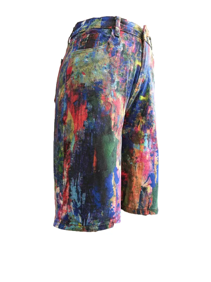 Multicolor Artistic Pocket Denim Shorts