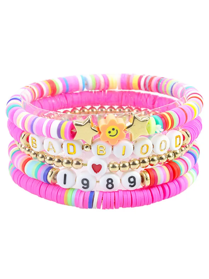 Multicolor Letter Bead Bracelet Polymer Clay Set