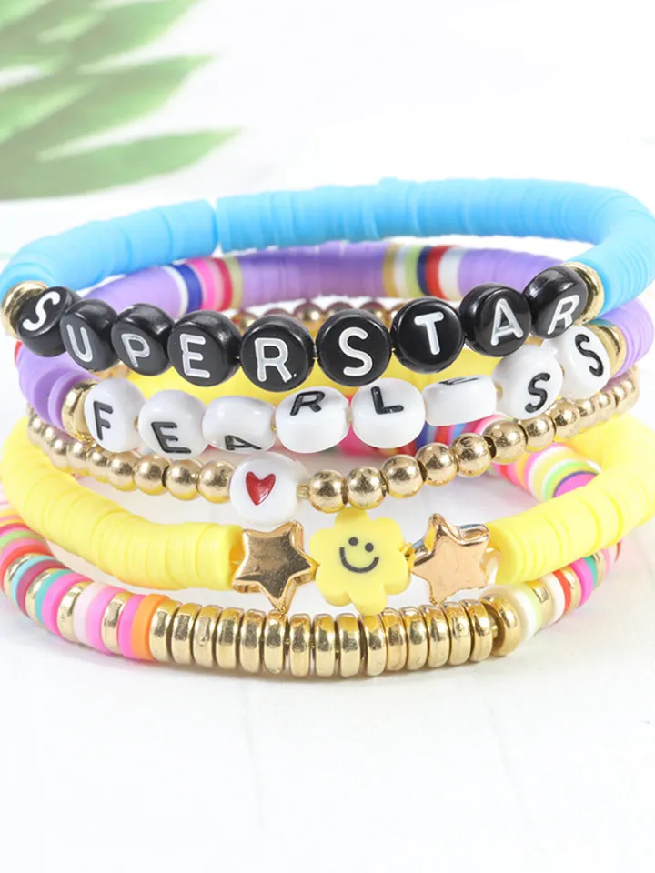 Multicolor Letter Bead Bracelet Polymer Clay Set