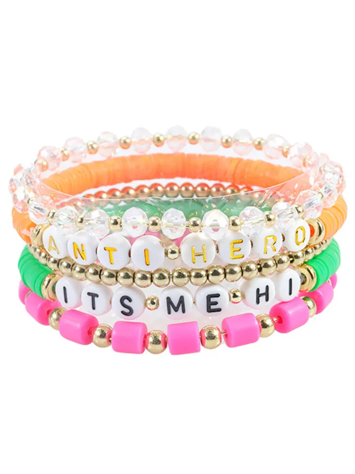 Multicolor Letter Bead Bracelet Polymer Clay Set