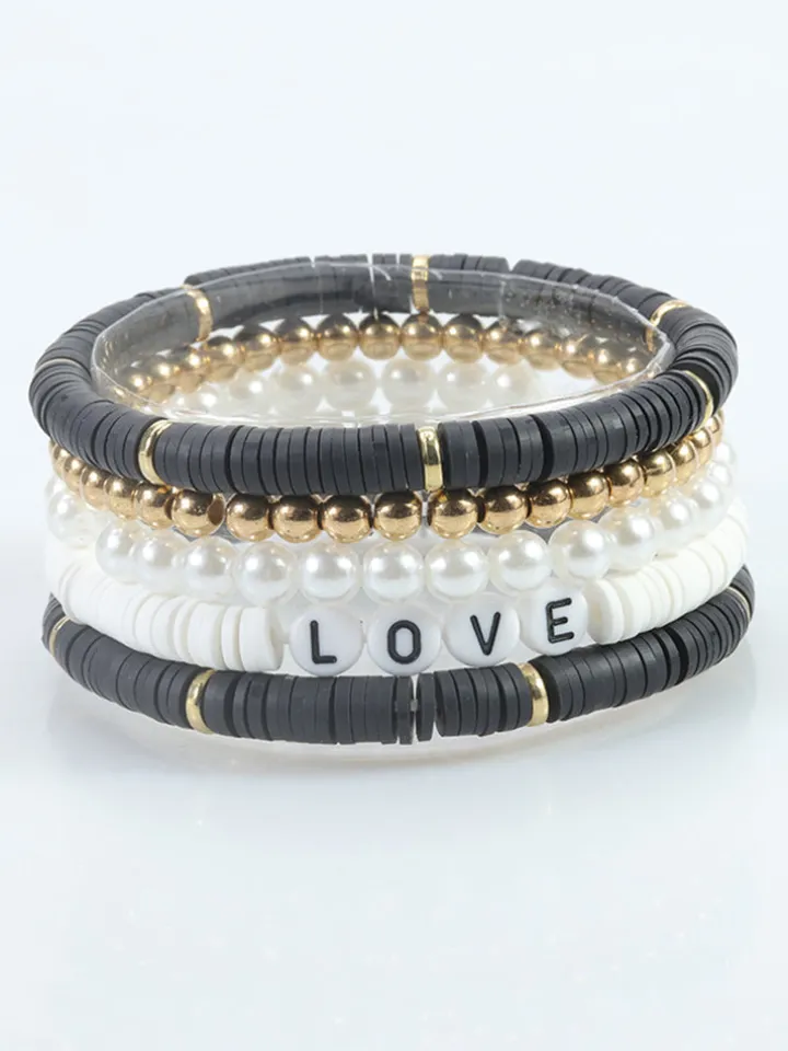 Multicolor Letter Bead Bracelet Polymer Clay Set
