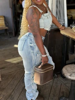 Multi-Pocket Straight Leg Jeans