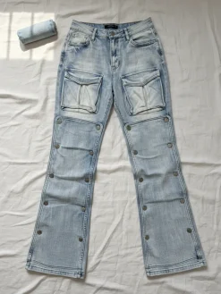 Multi-Pocket Straight Leg Jeans