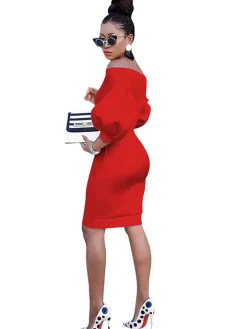 Off Shoulder Bodycon Midi Dress