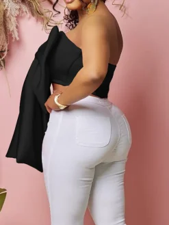 Off Shoulder Bow Knot Tube Top