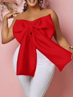 Off Shoulder Bow Knot Tube Top