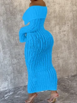 Off Shoulder Down Slit Bodycon Dress