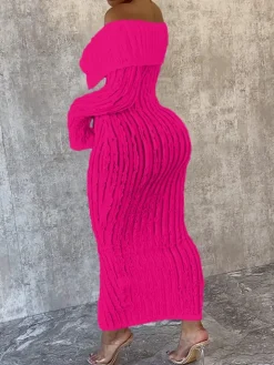 Off Shoulder Down Slit Bodycon Dress